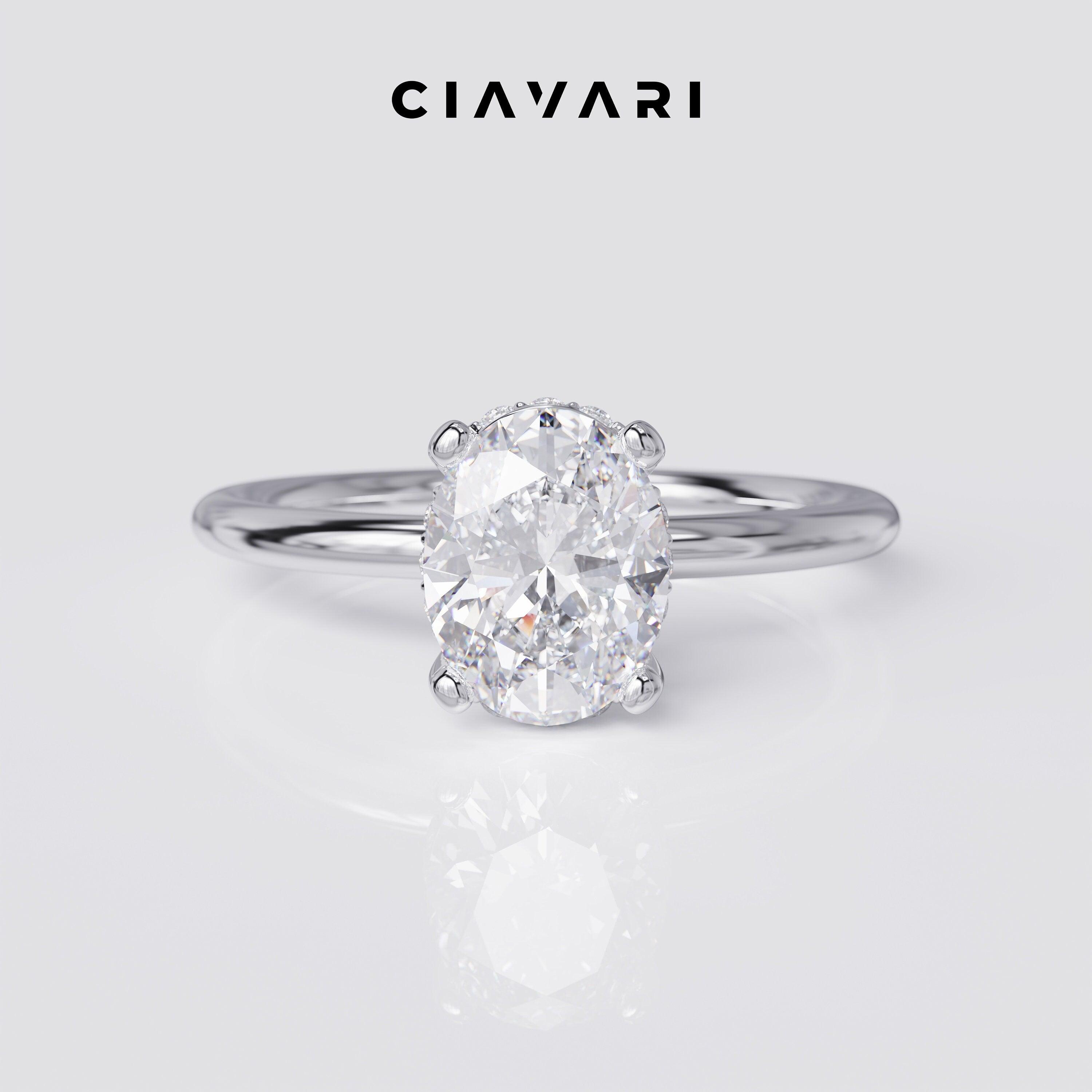 1 Carat Oval Engagement Ring with Hidden Halo