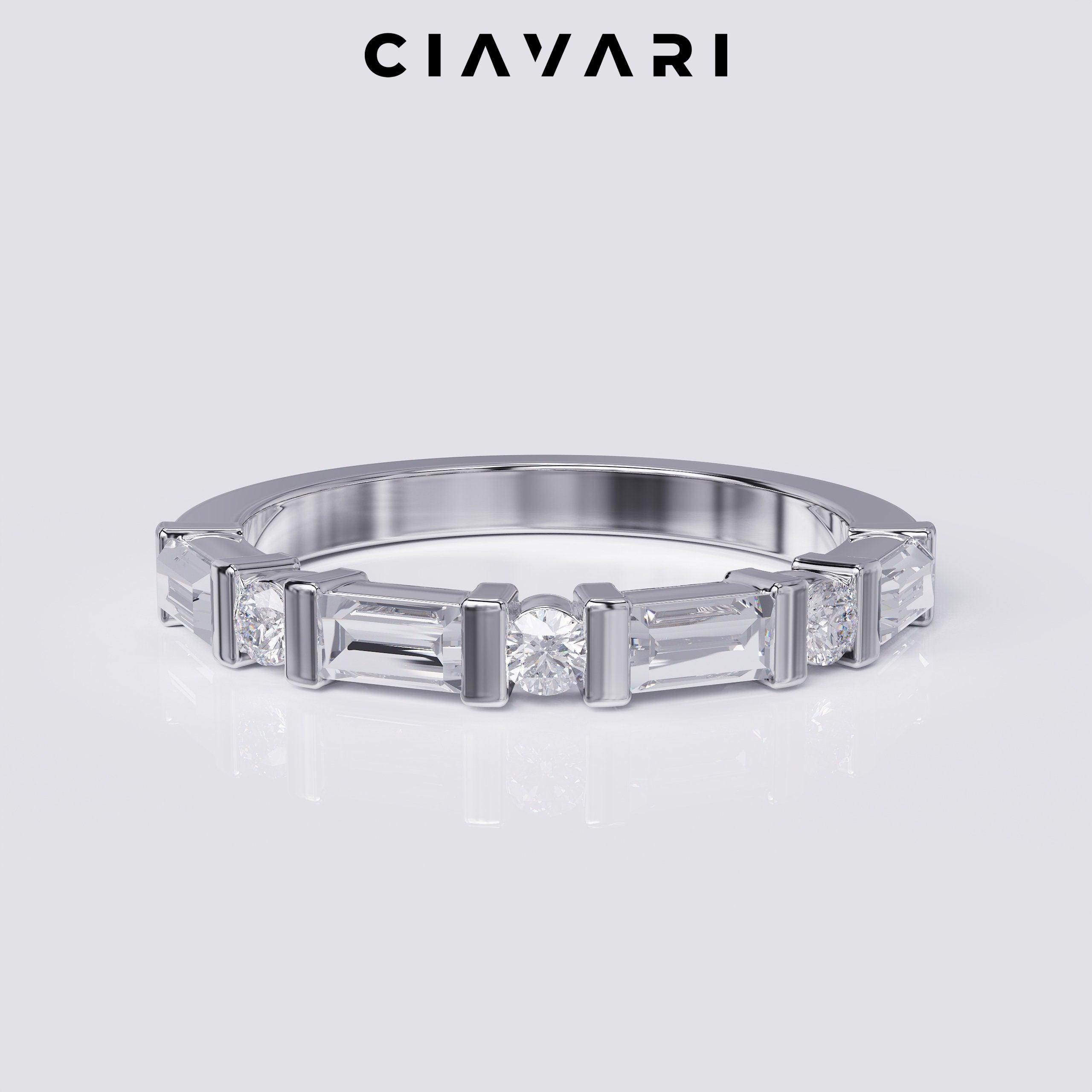 0.70 Carat Baguette and Round Diamond Band