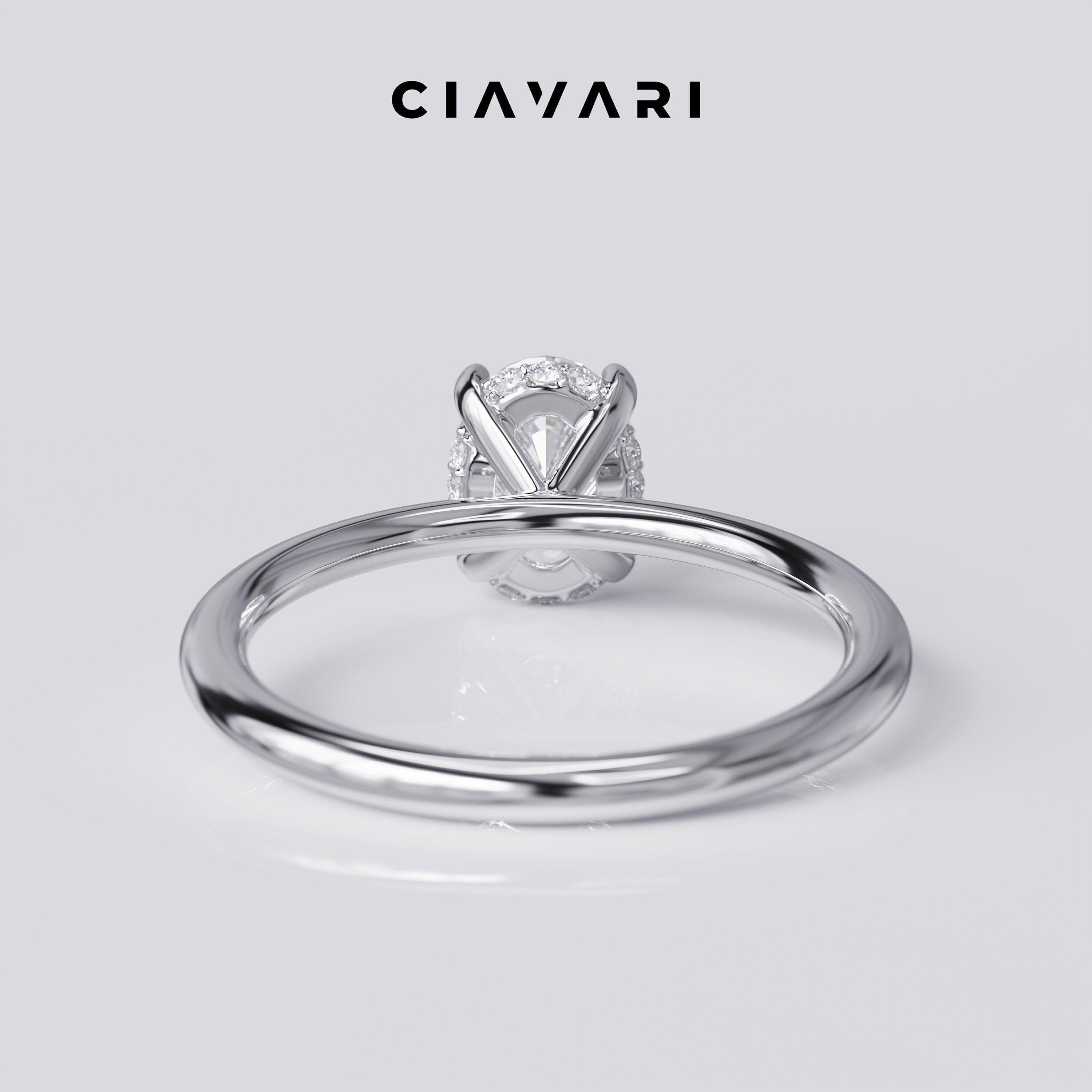 1 Carat Oval Engagement Ring with Hidden Halo