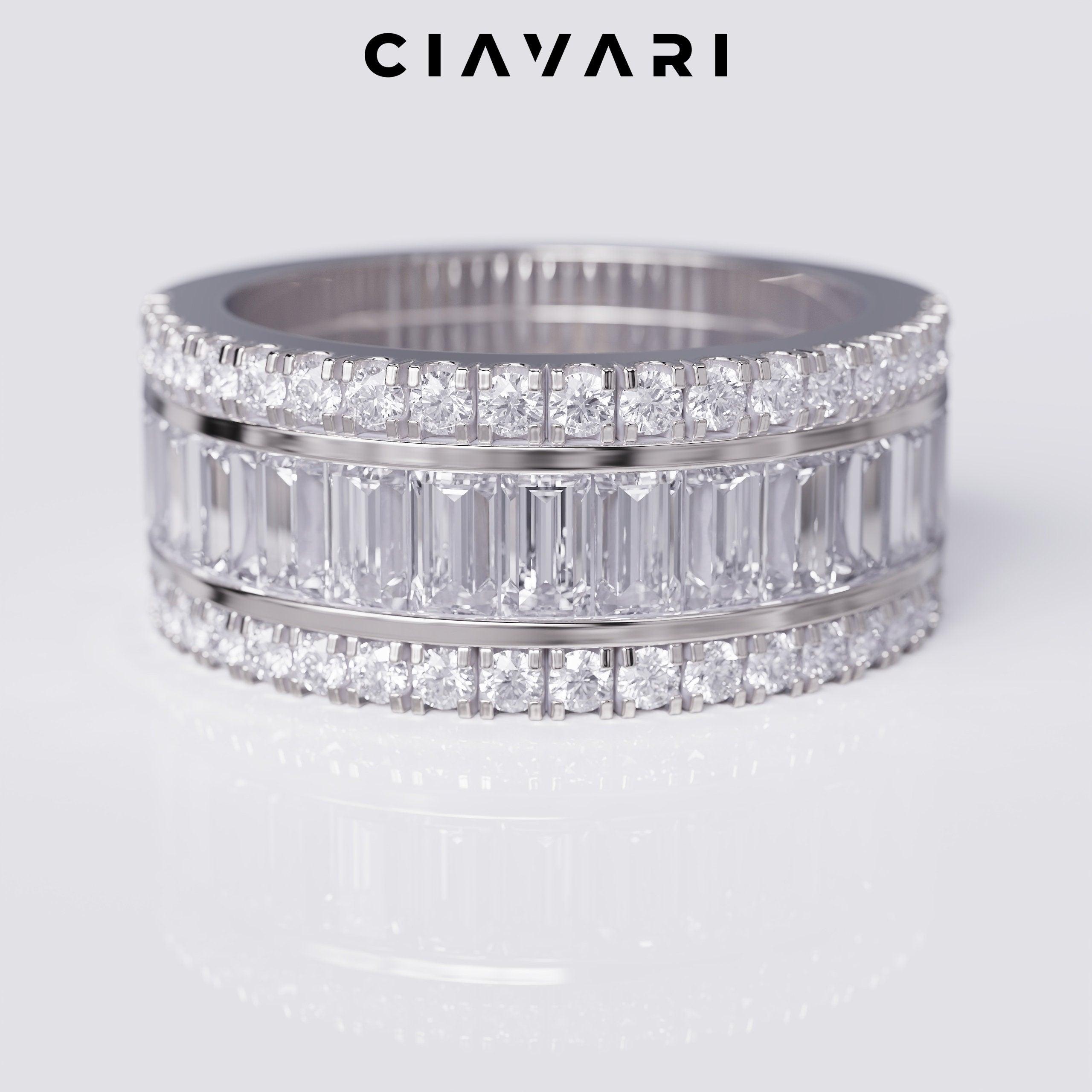 2.50 Carat Halfway Emerald Cut Multi Ring Band