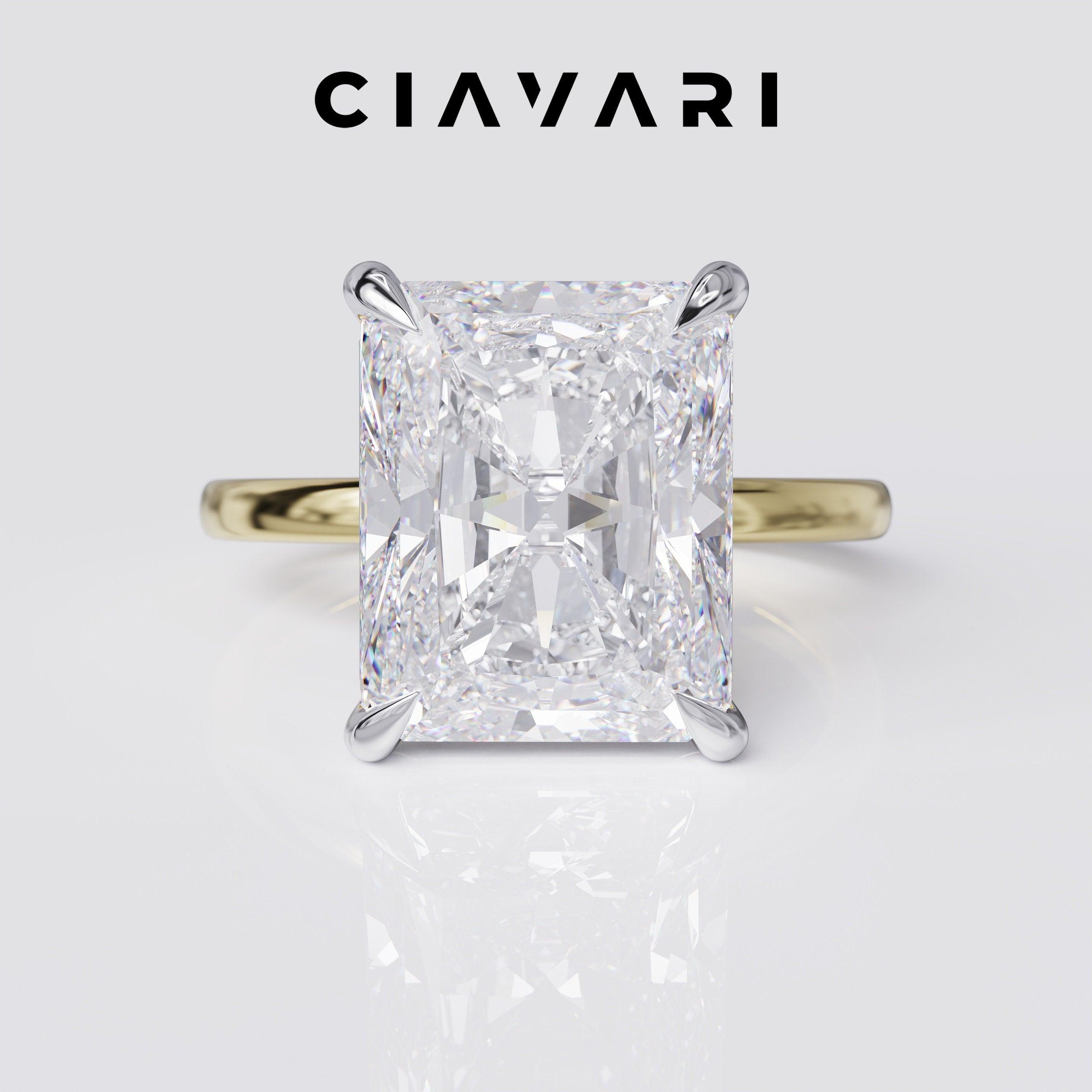 4.6 Carat Two Toned Radiant Cut Engagement Ring GIA Certified Diamond