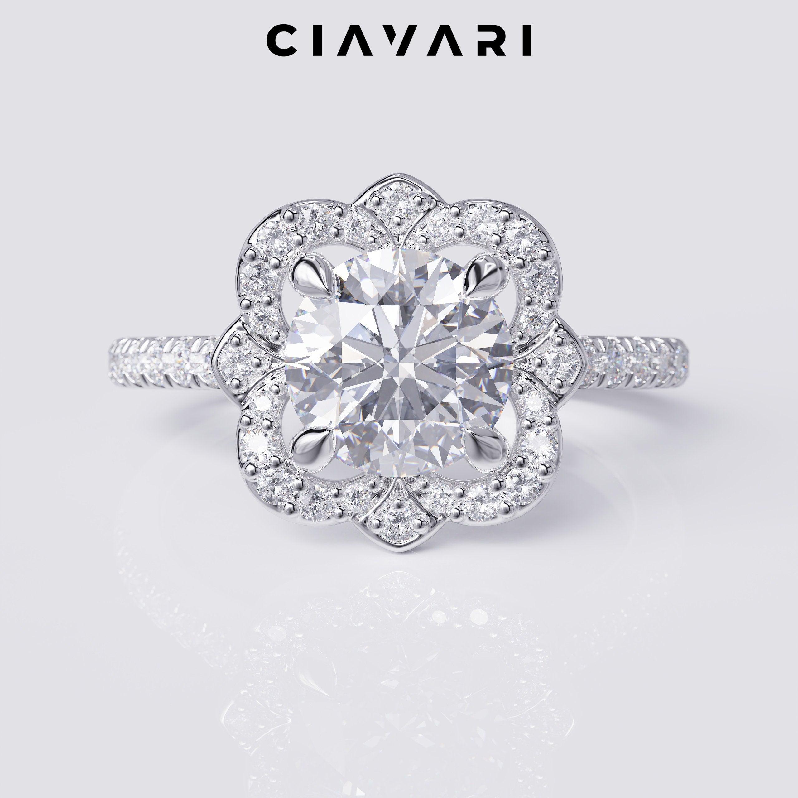 1.60 Carat Round Cut Engagement Ring with Halo