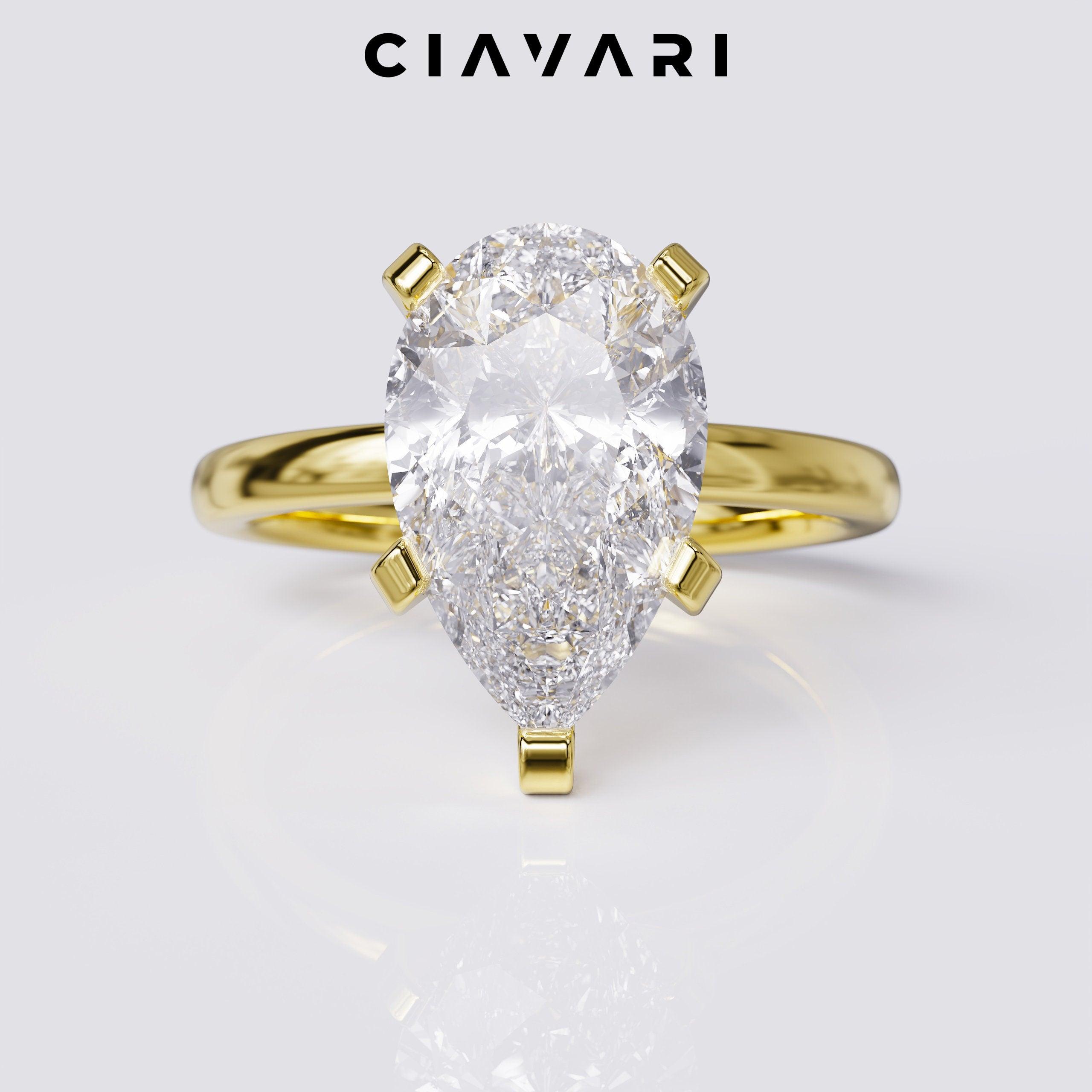 2.60 Carat Pear Shape Diamond Engagement Ring GIA Certified Diamond