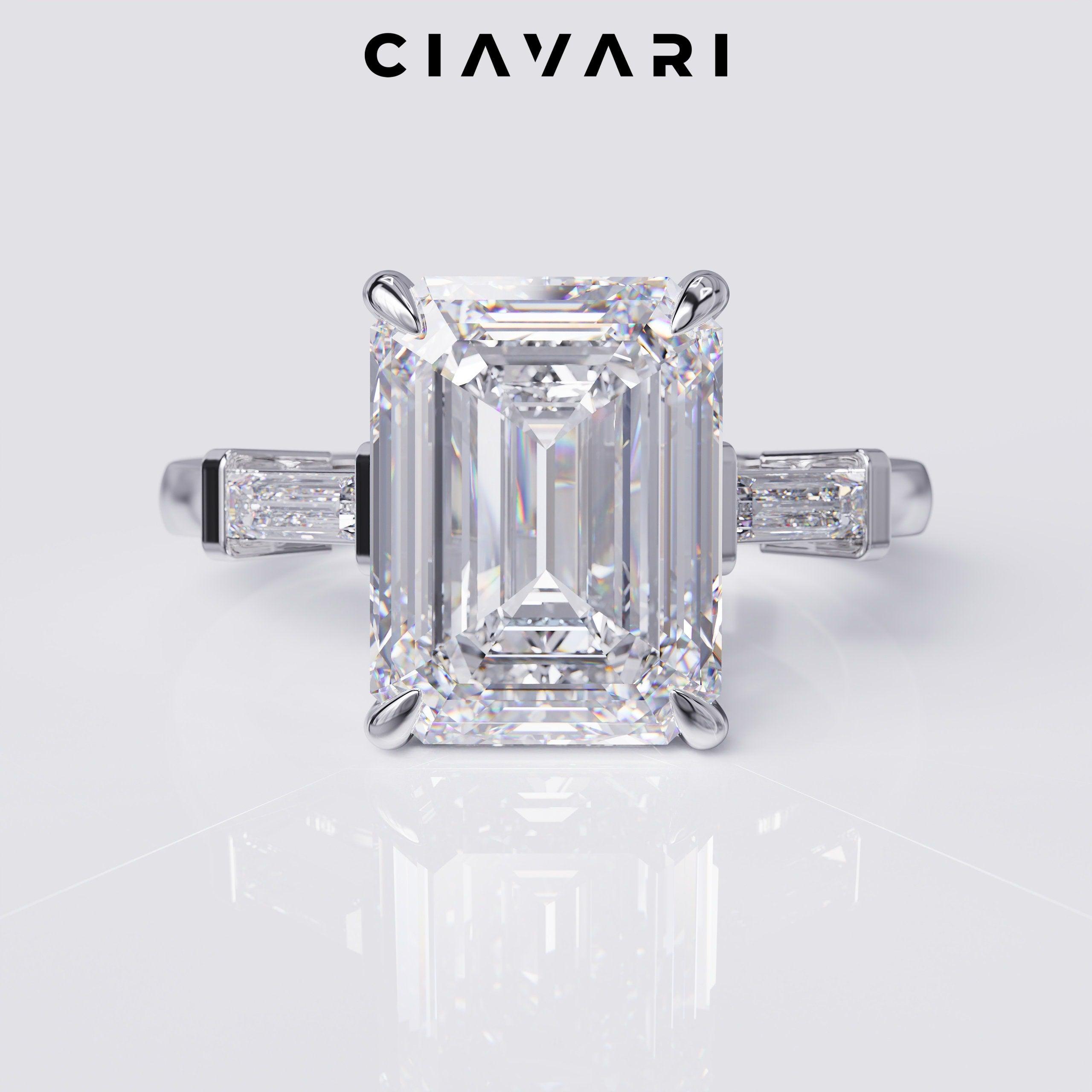 5.40 Carat Emerald Cut Engagement Ring Diamond GIA Certified