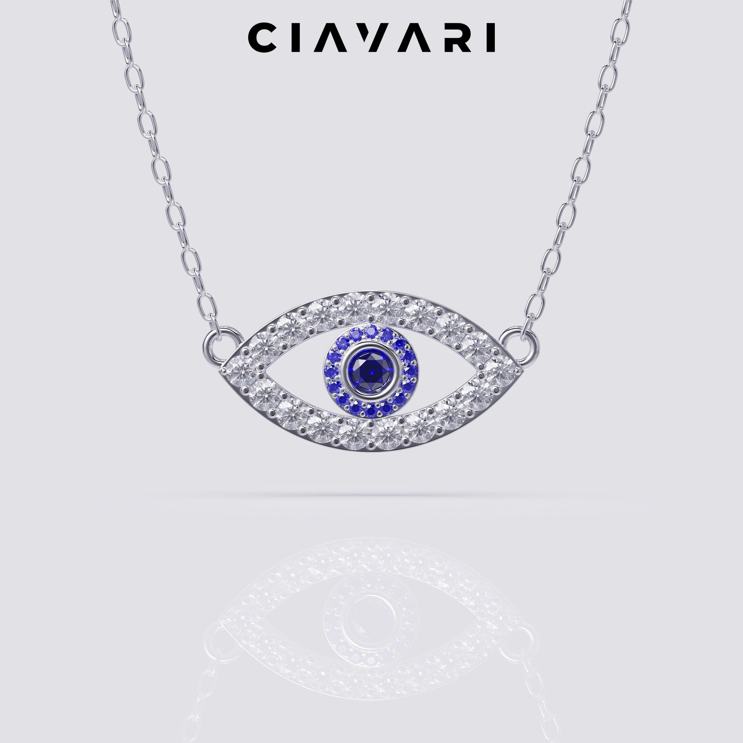 1.20 Carat Evil Eye Sapphire and Diamond Pendant