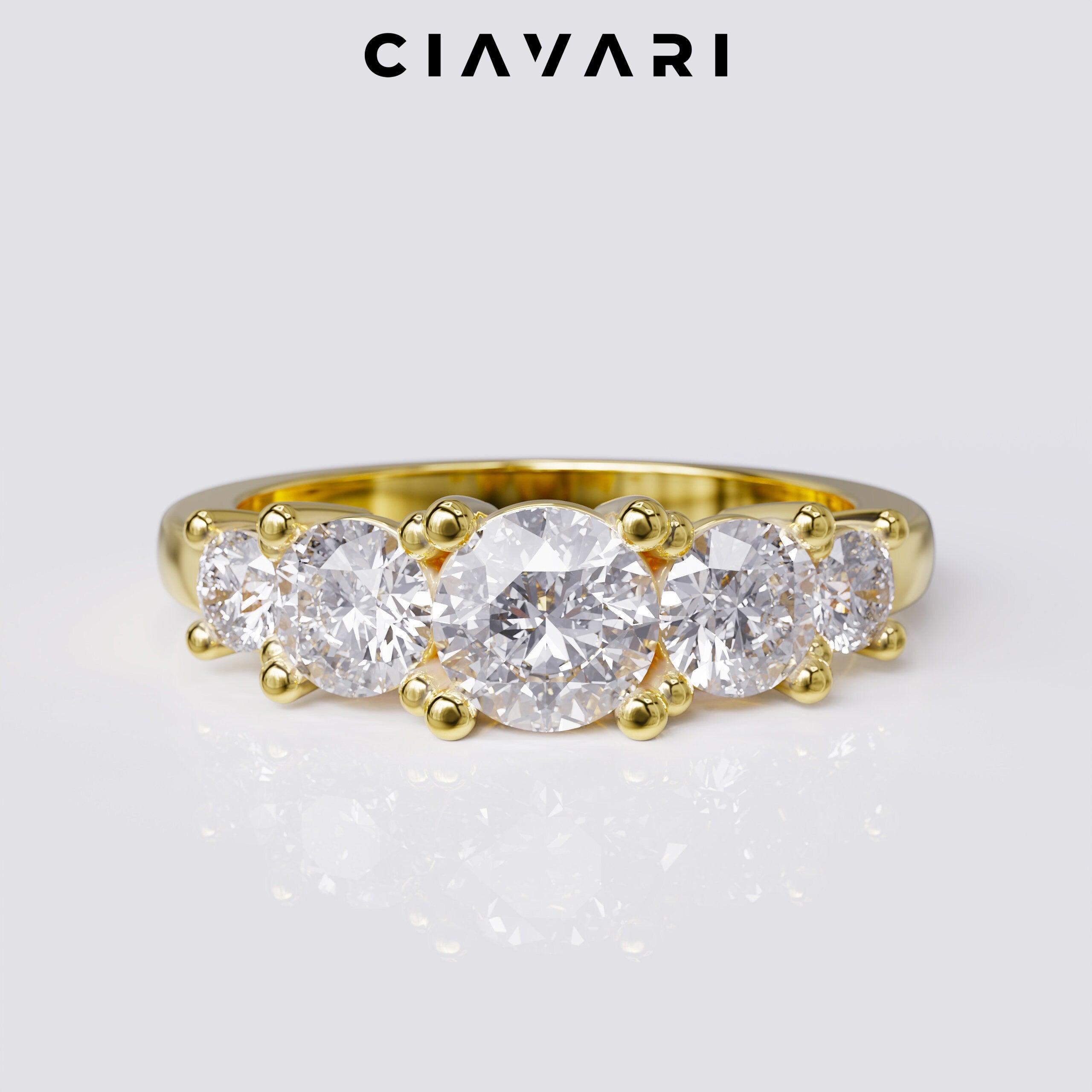 1.30 Carat Five Stone Round Cut Diamond Ring