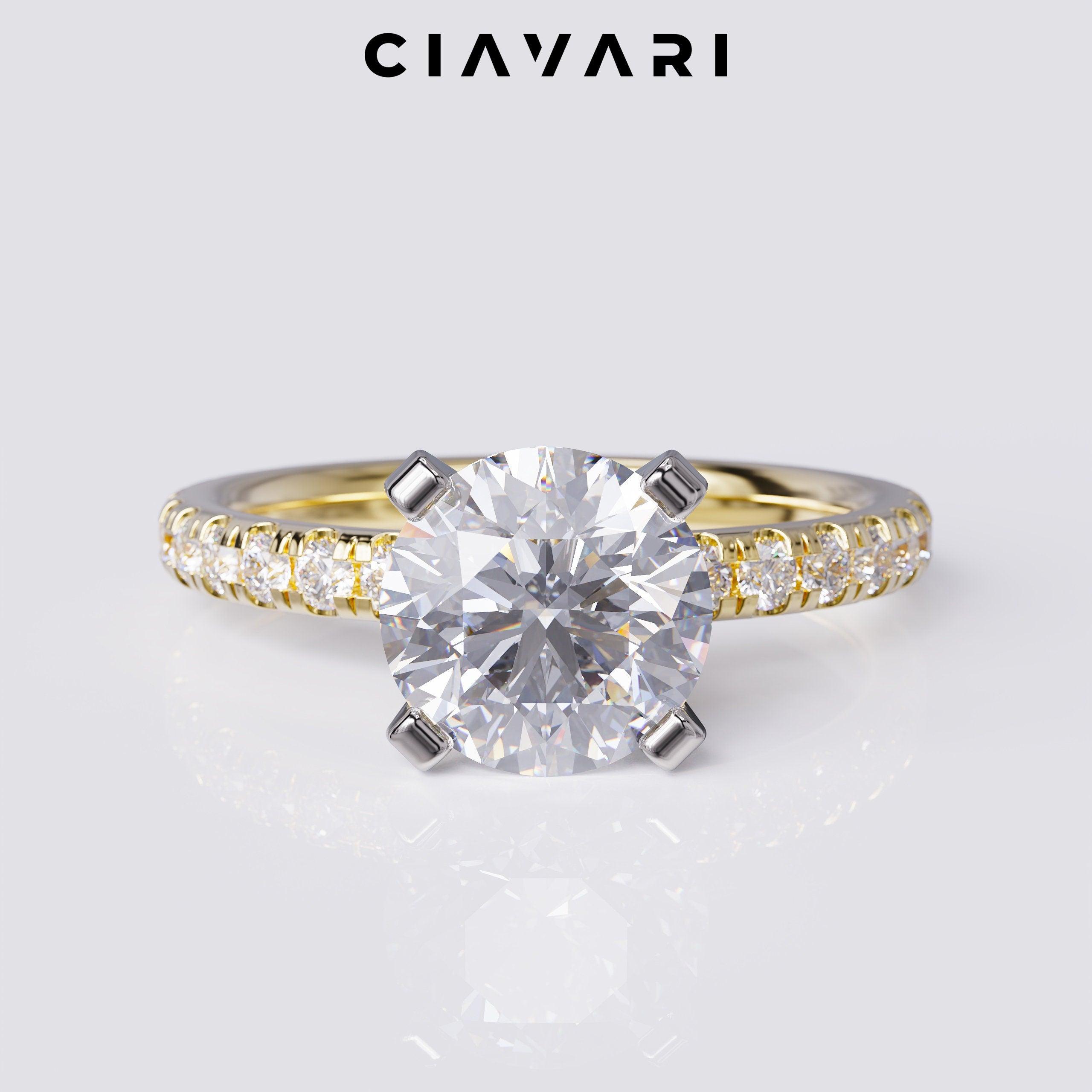 2 Carat Two Toned Round Cut Engagement Ring GIA Certified Diamond