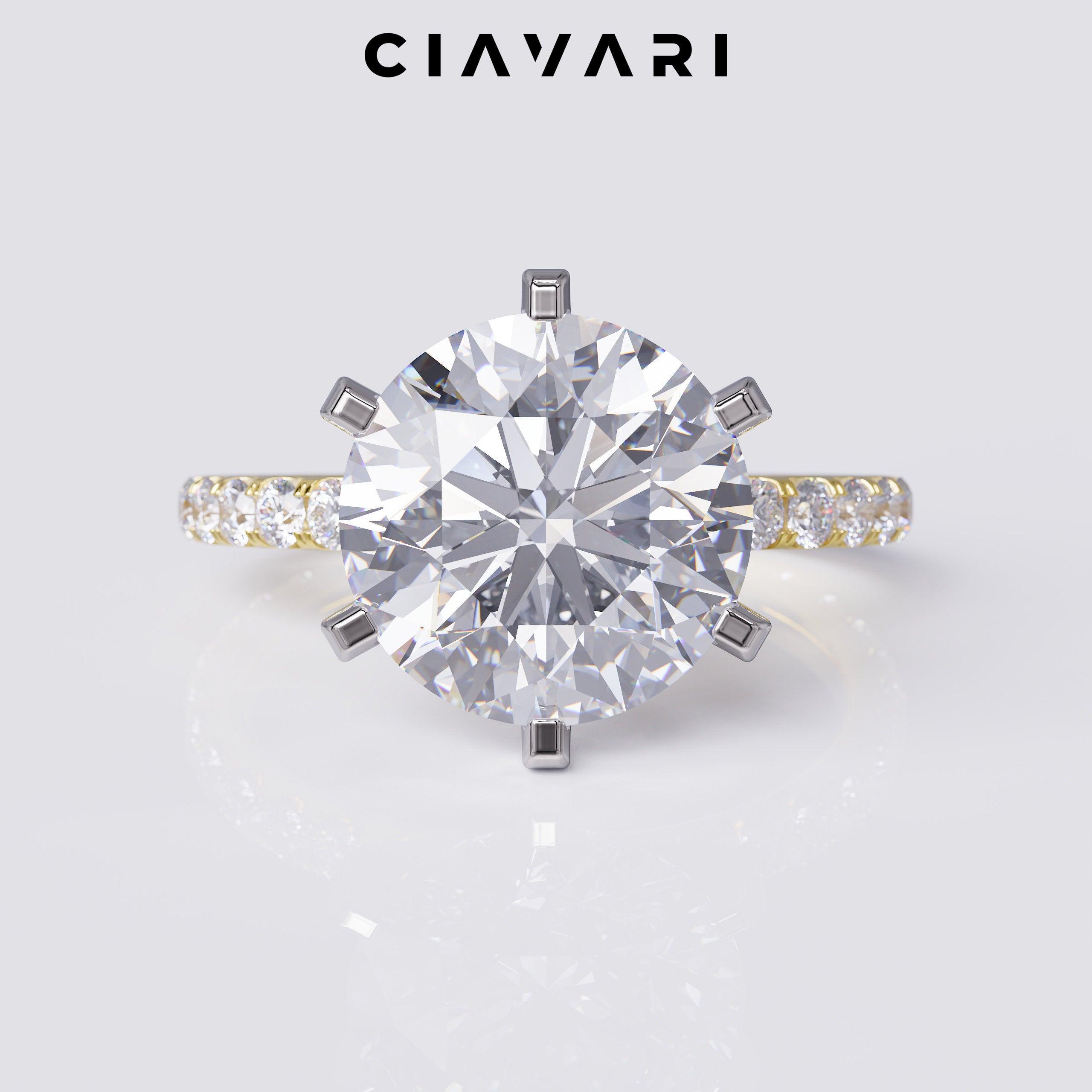 3.50 Carat Two Toned Round Cut Engagement Ring GIA Certified Diamond