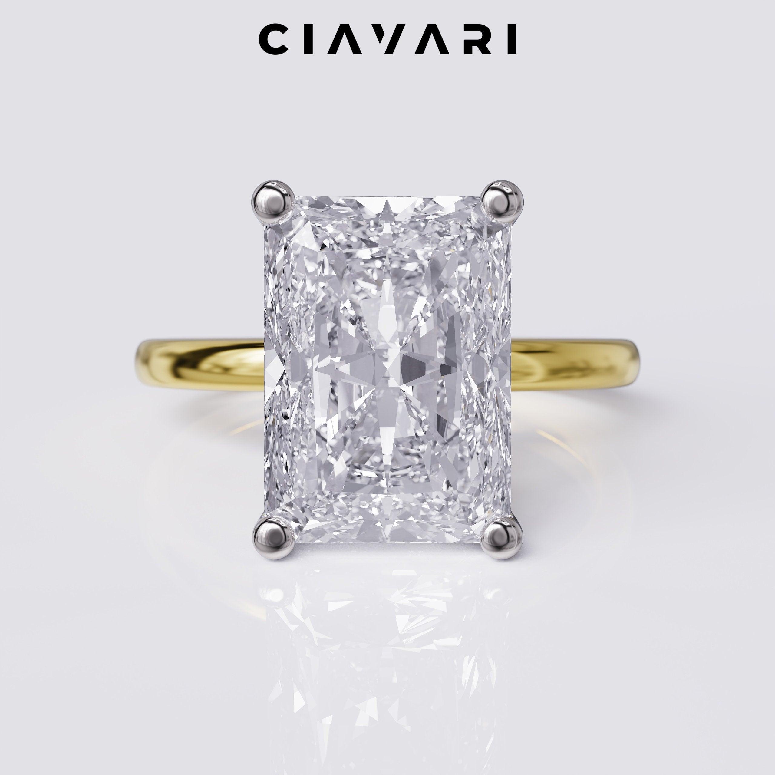 4.70 Carat Two Toned Radiant Engagement Ring with Hidden Halo GIA Certified Diamond