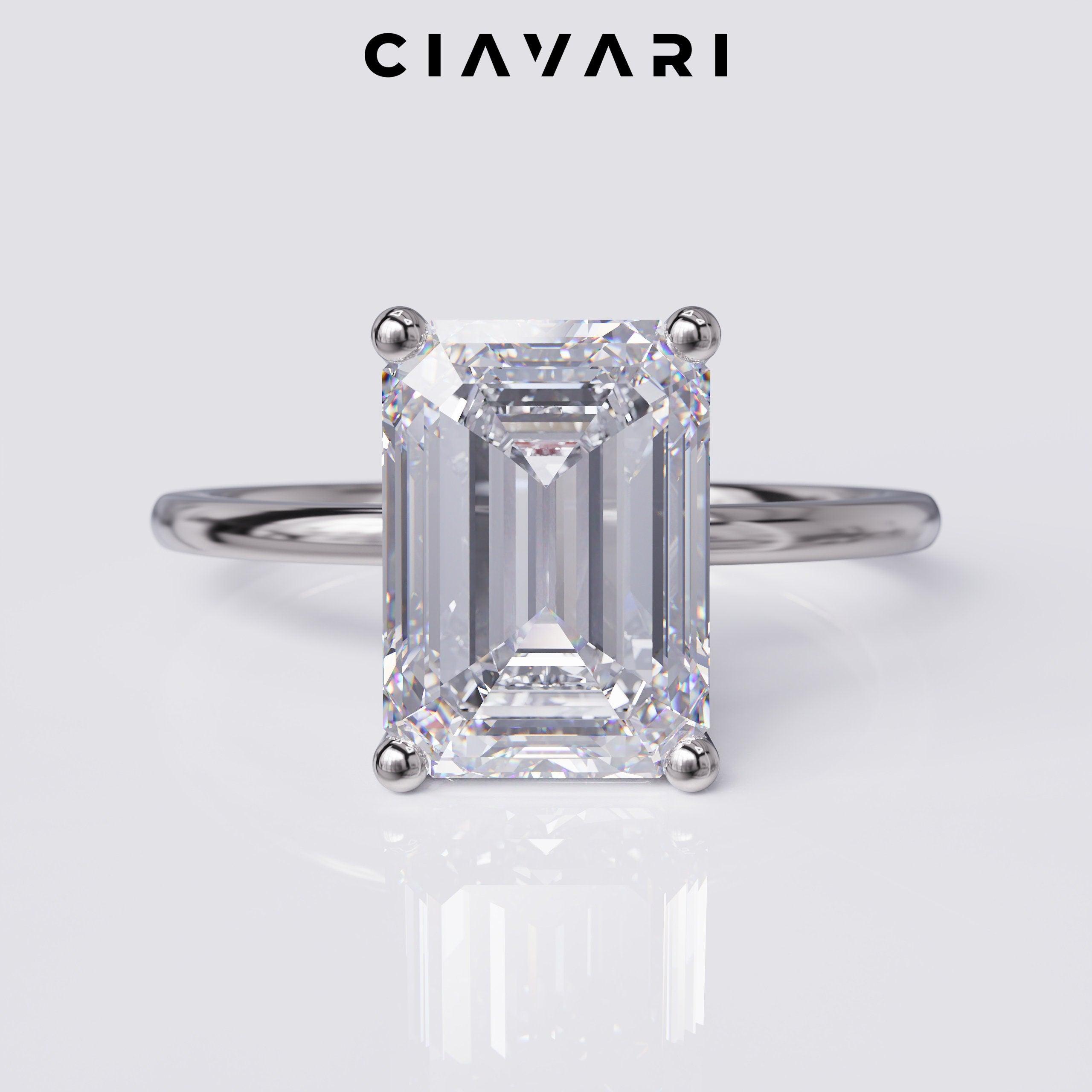 3.50 Carat Emerald Cut Engagement Ring GIA Certified Diamond