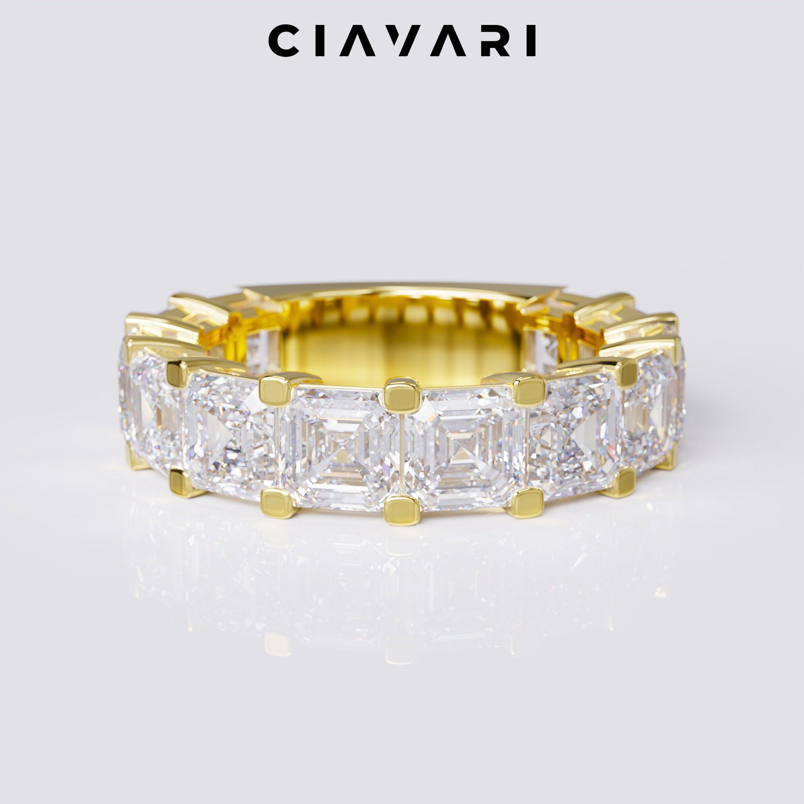 4.45 Carat Asscher Cut Diamond Wedding Band 3/4 Eternity Band