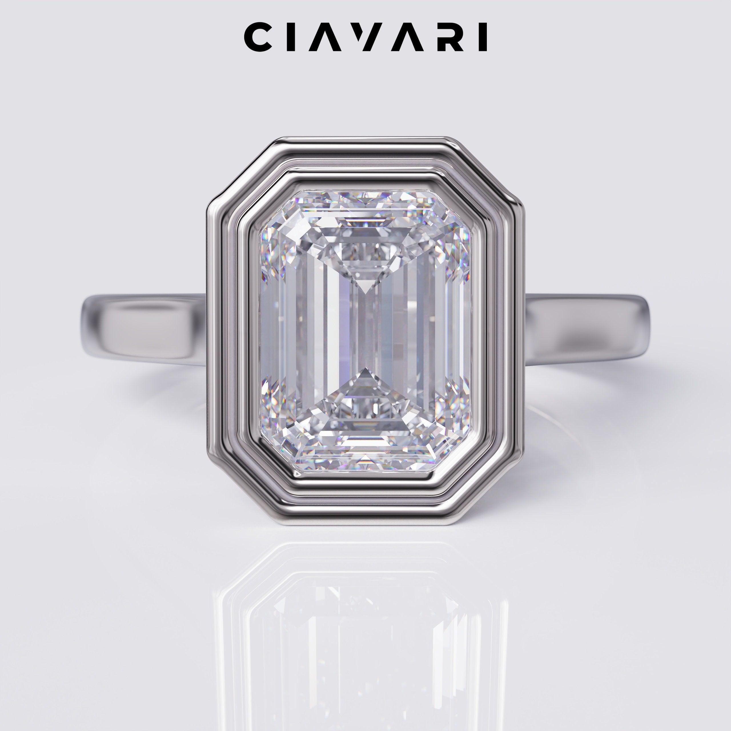 3.50 Carat Emerald Cut Engagement Ring GIA Certified Diamond