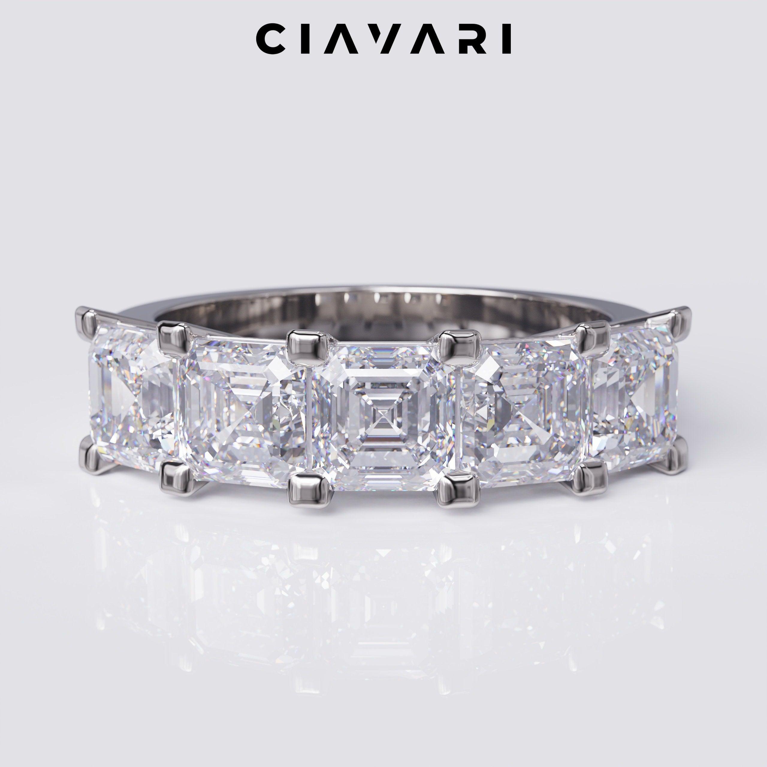 3.50 Carats Asscher Cut Diamond Wedding Band