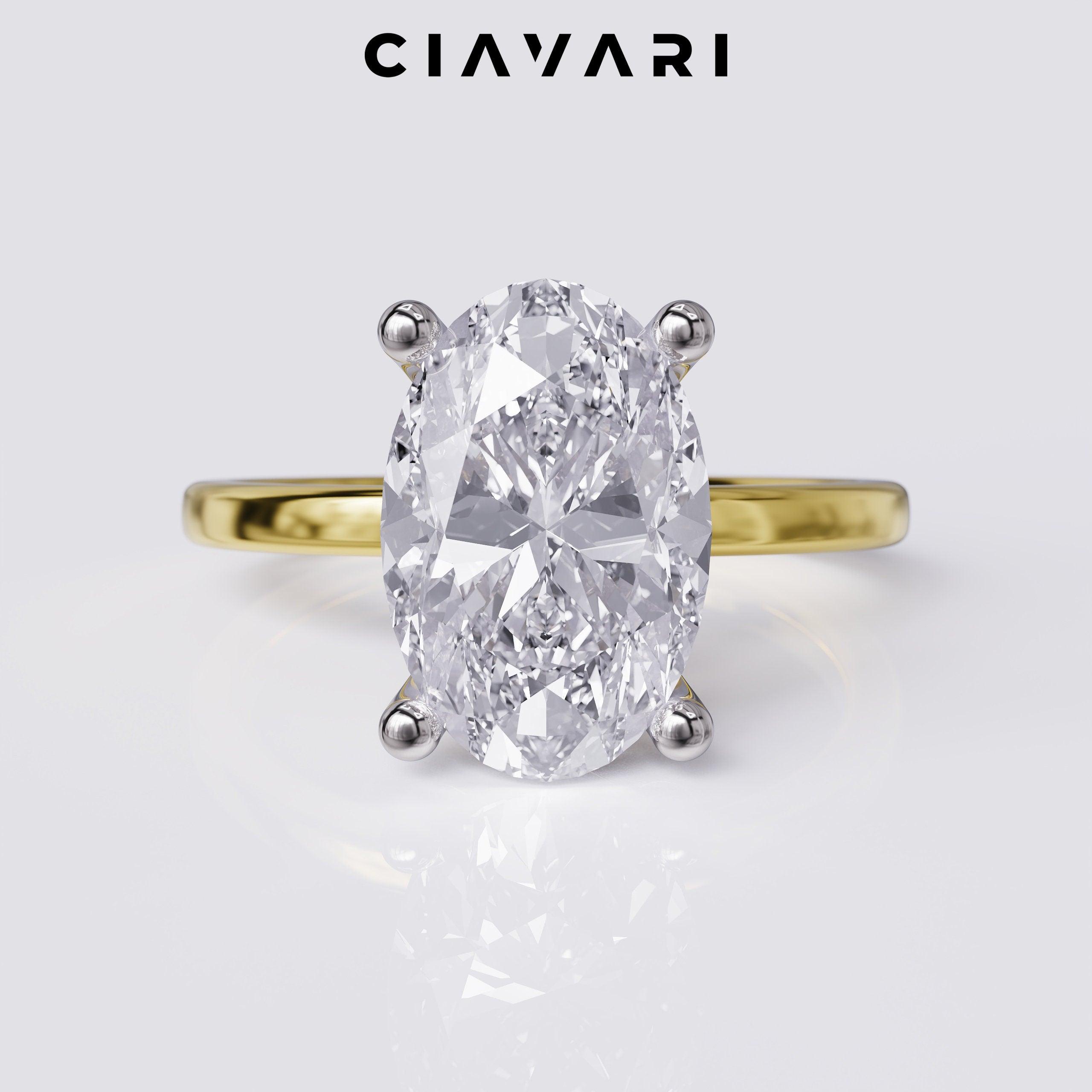 2.65 Carat Two Toned Oval Cut Engagement Ring GIA Certified Diamond