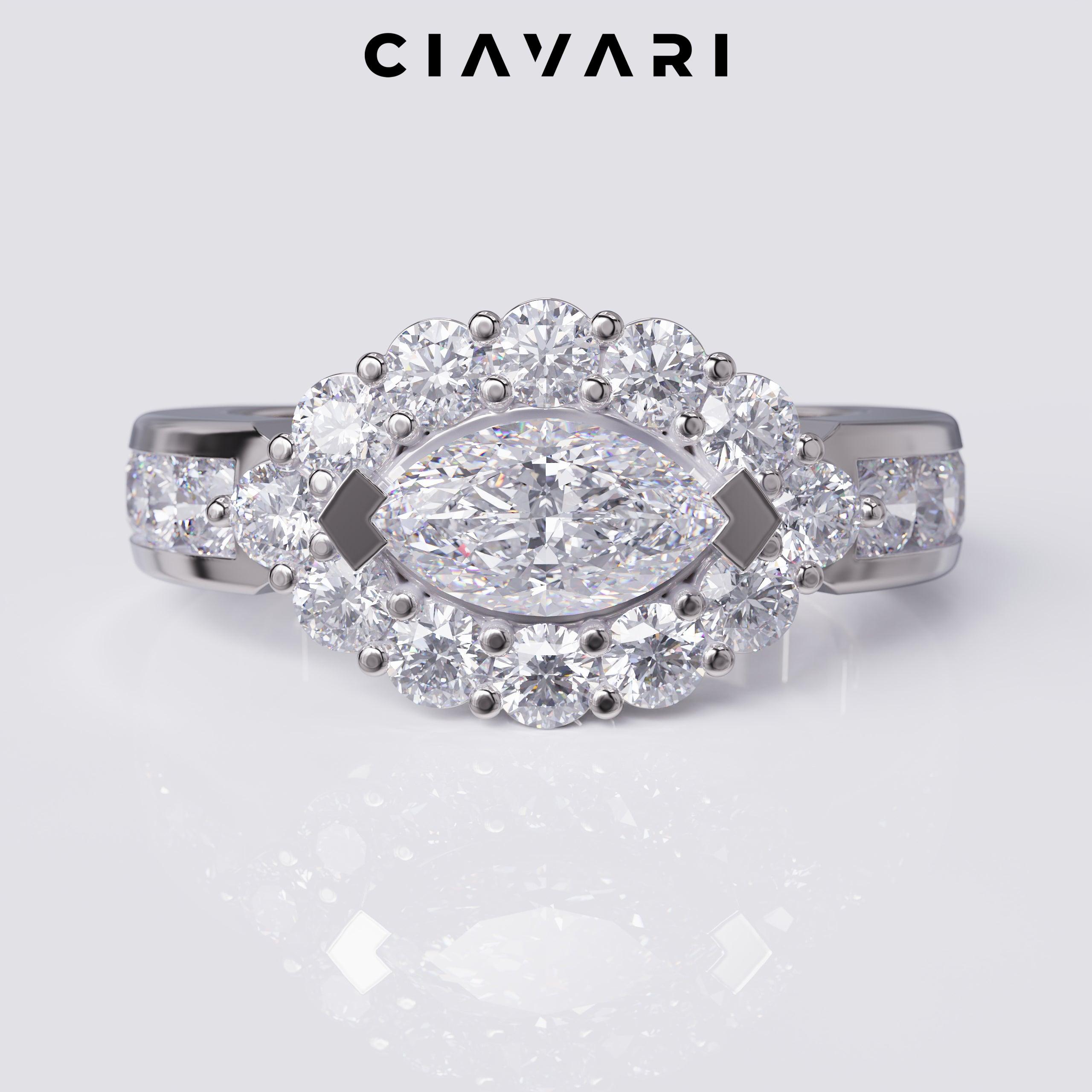 2.30 Carat Marquise Engagement Ring Channel Set Side Stones