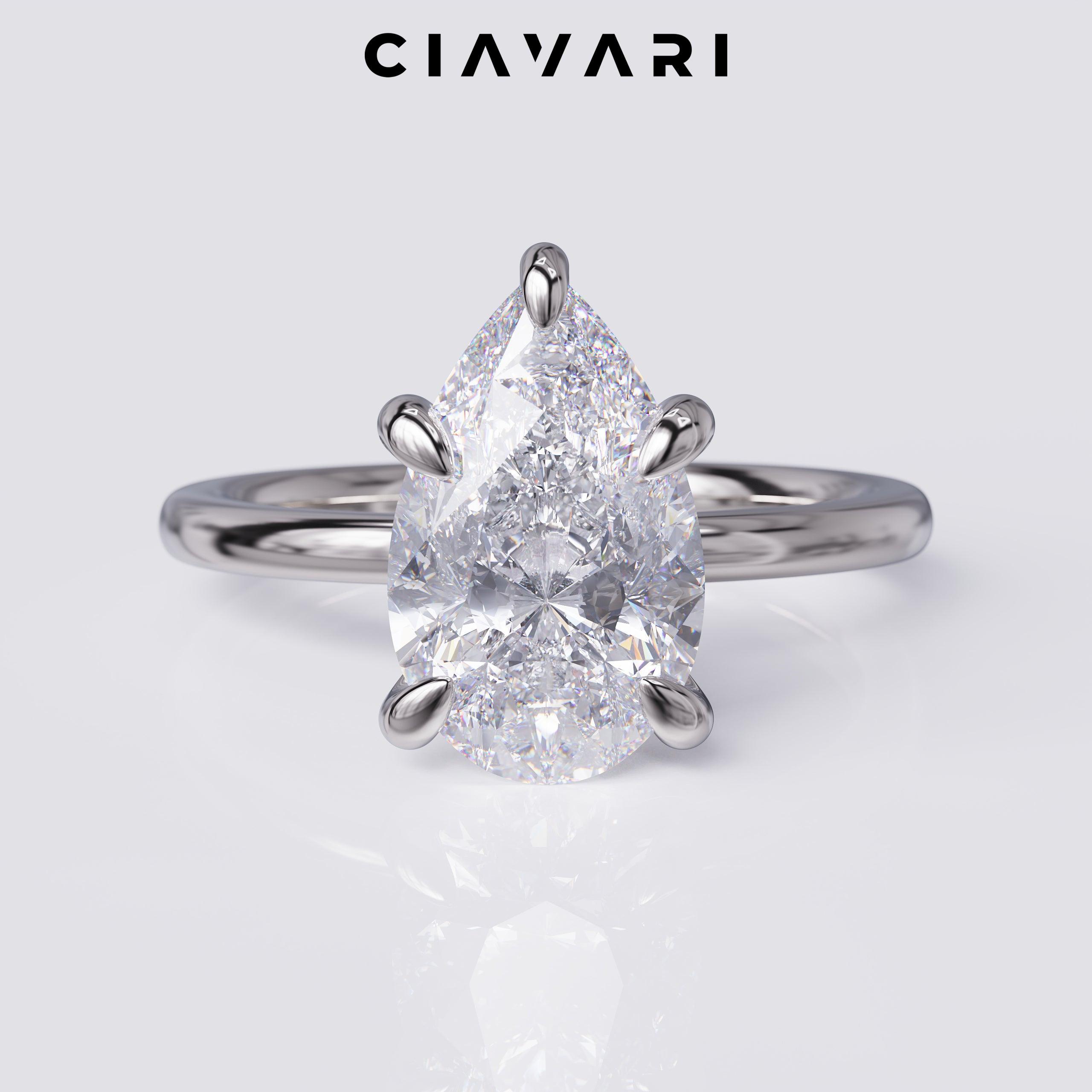 2 Carat Pear Shape Engagement Ring With Talon Prong GIA Certified Diamond