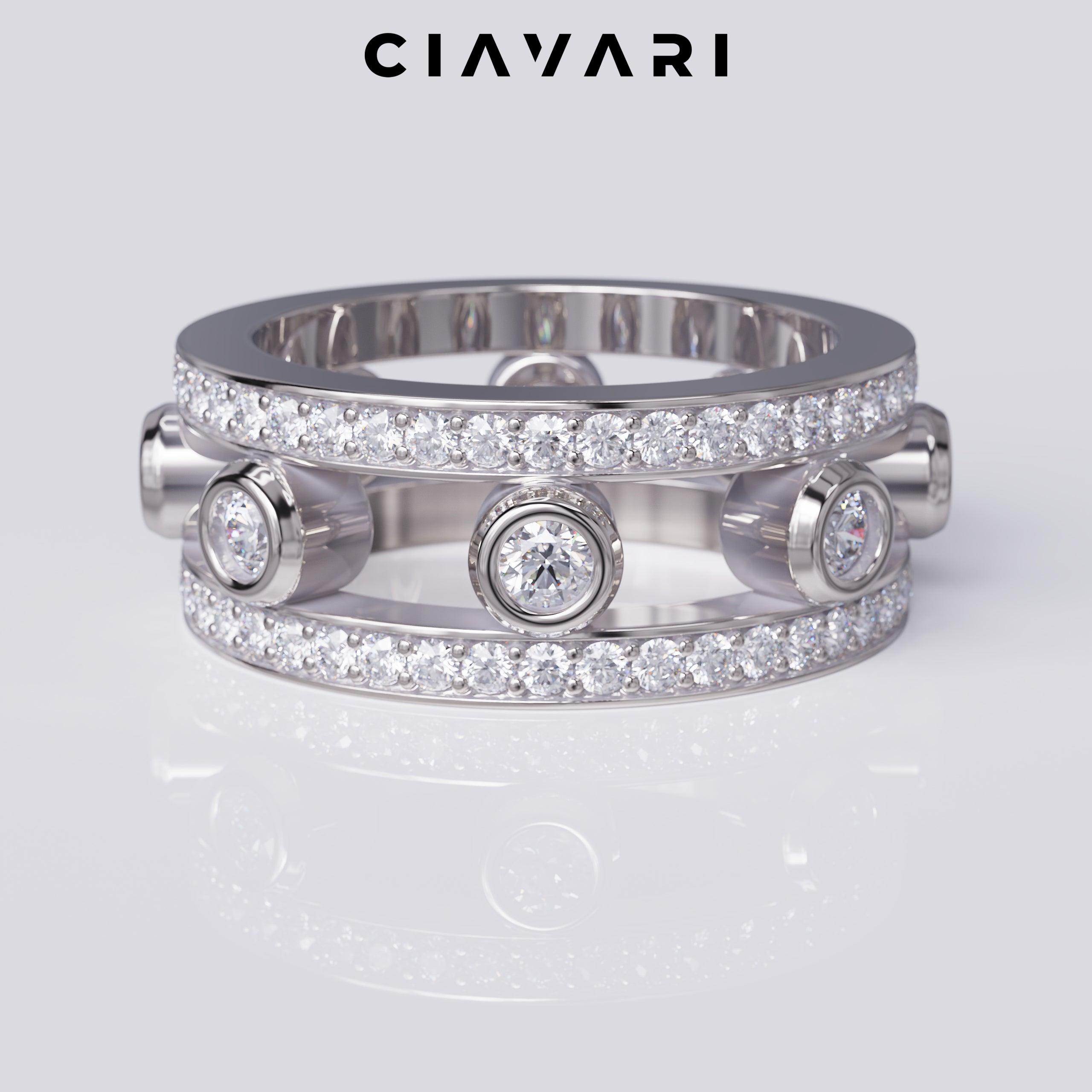 1.10 Carat Three Row Fashion Ring