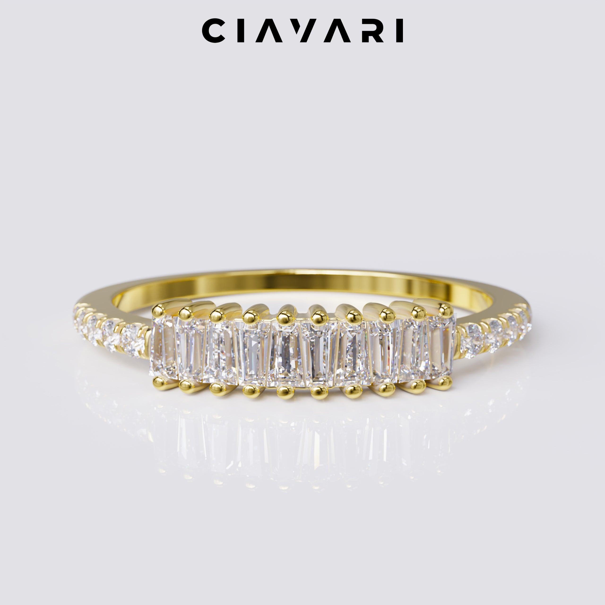 0.50 Carat Sleek Modern Diamond Ring With Alternating Tapered Baguettes