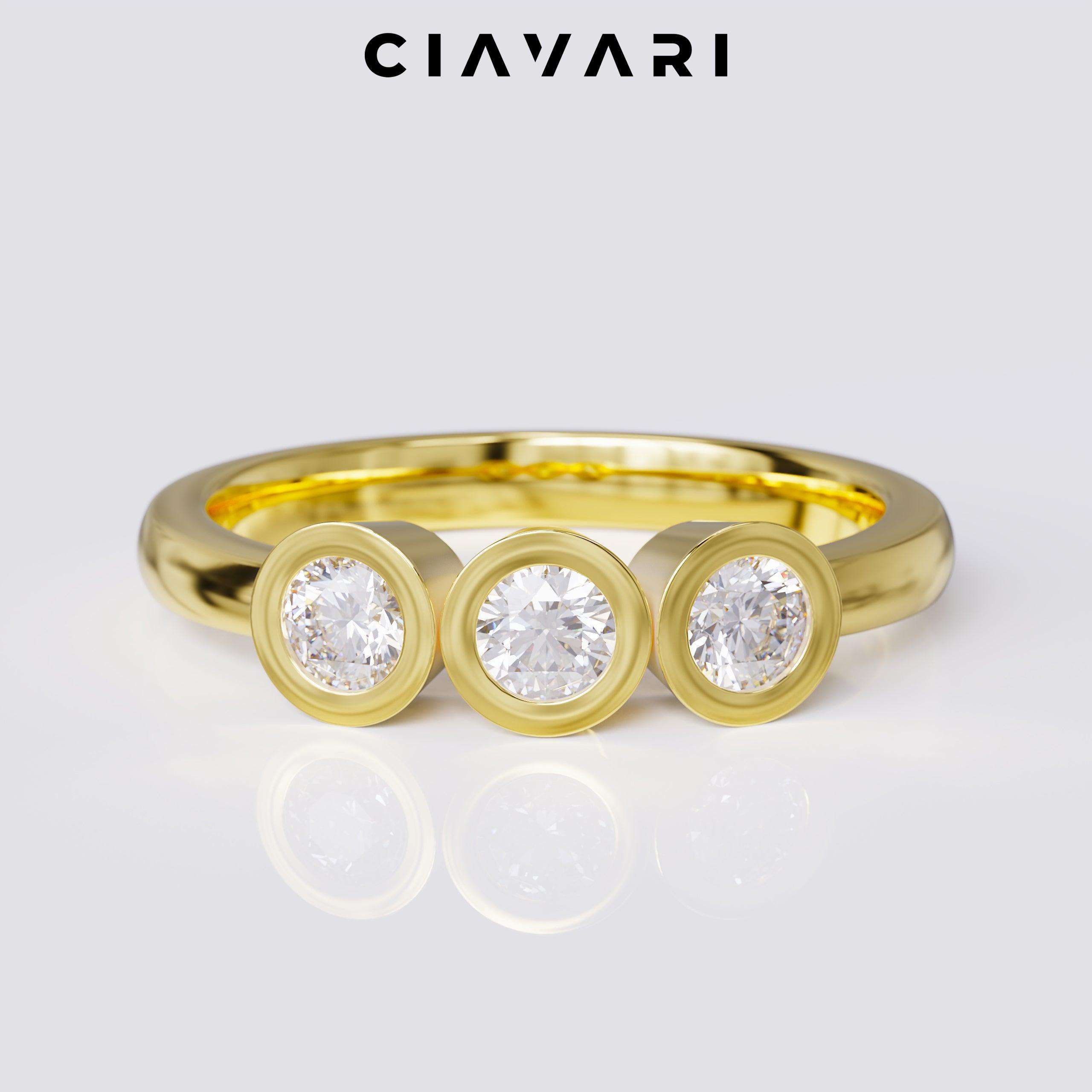 0.50 Diamond Bezel Set Trilogy Ring