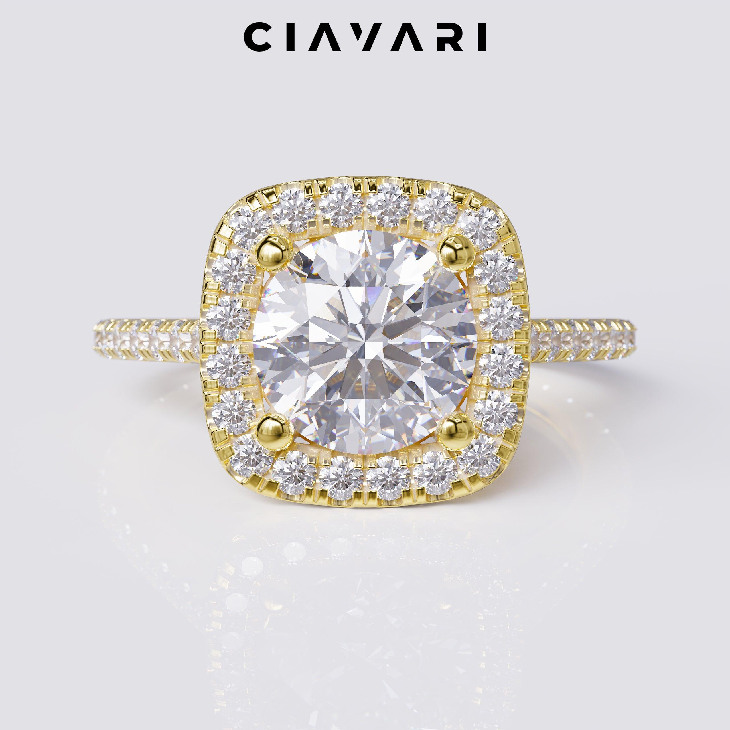 2.20 Carat Round Cut Engagement Ring With Halo GIA Certified Diamond