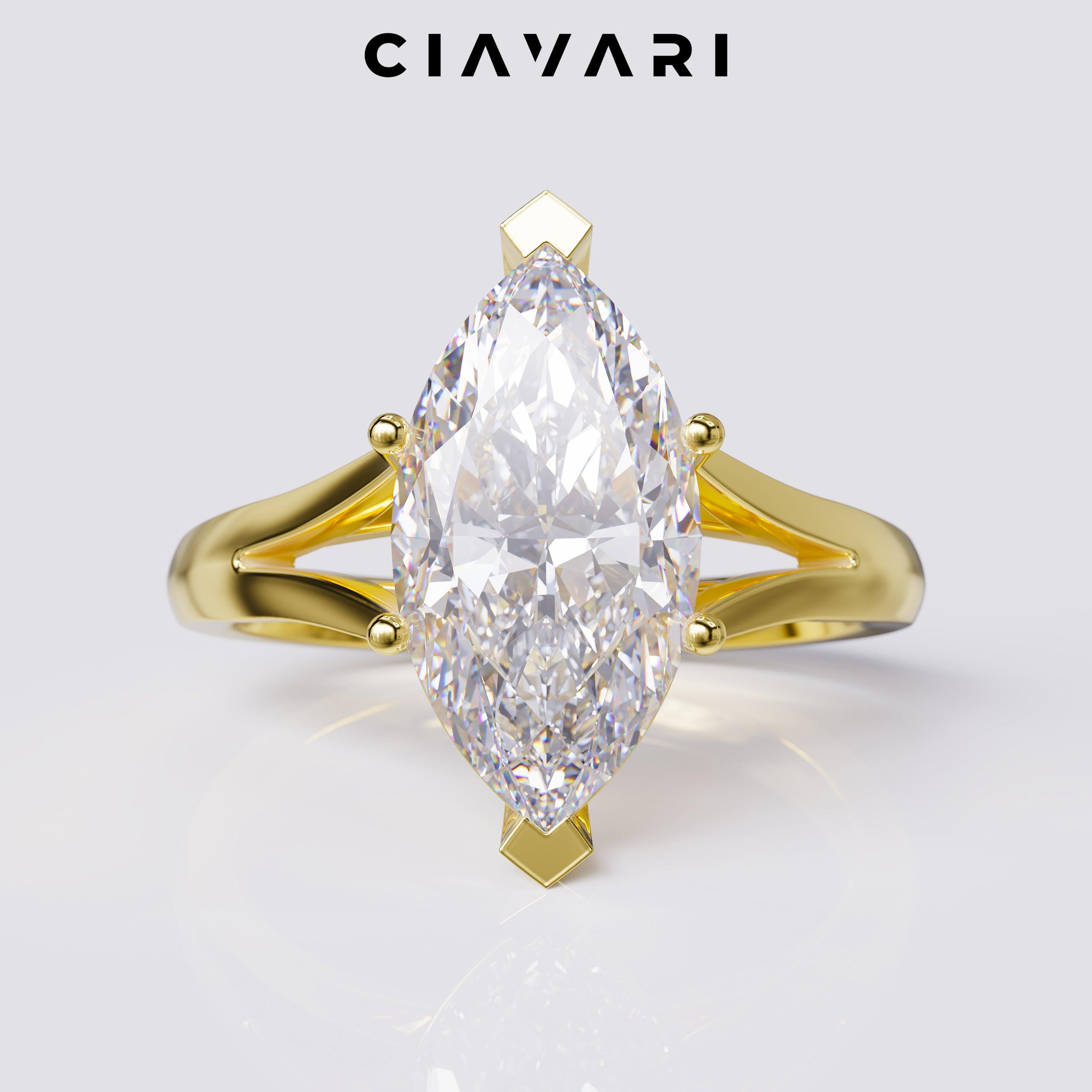 3 Carat Marquise Cut Engagement Ring With Split Shank GIA Certified Diamond