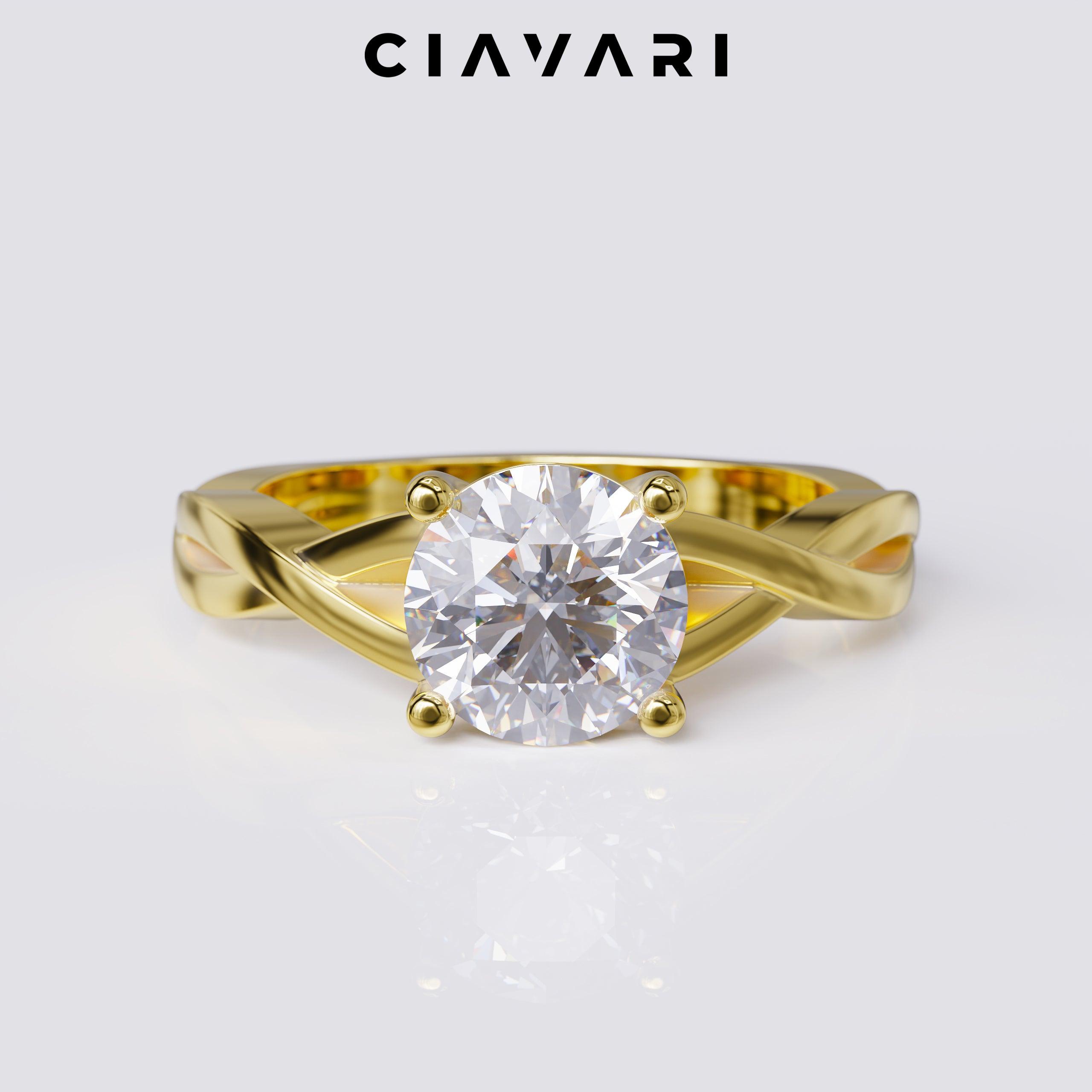 1 Carat Round Split Engagement Ring GIA Certified Diamond