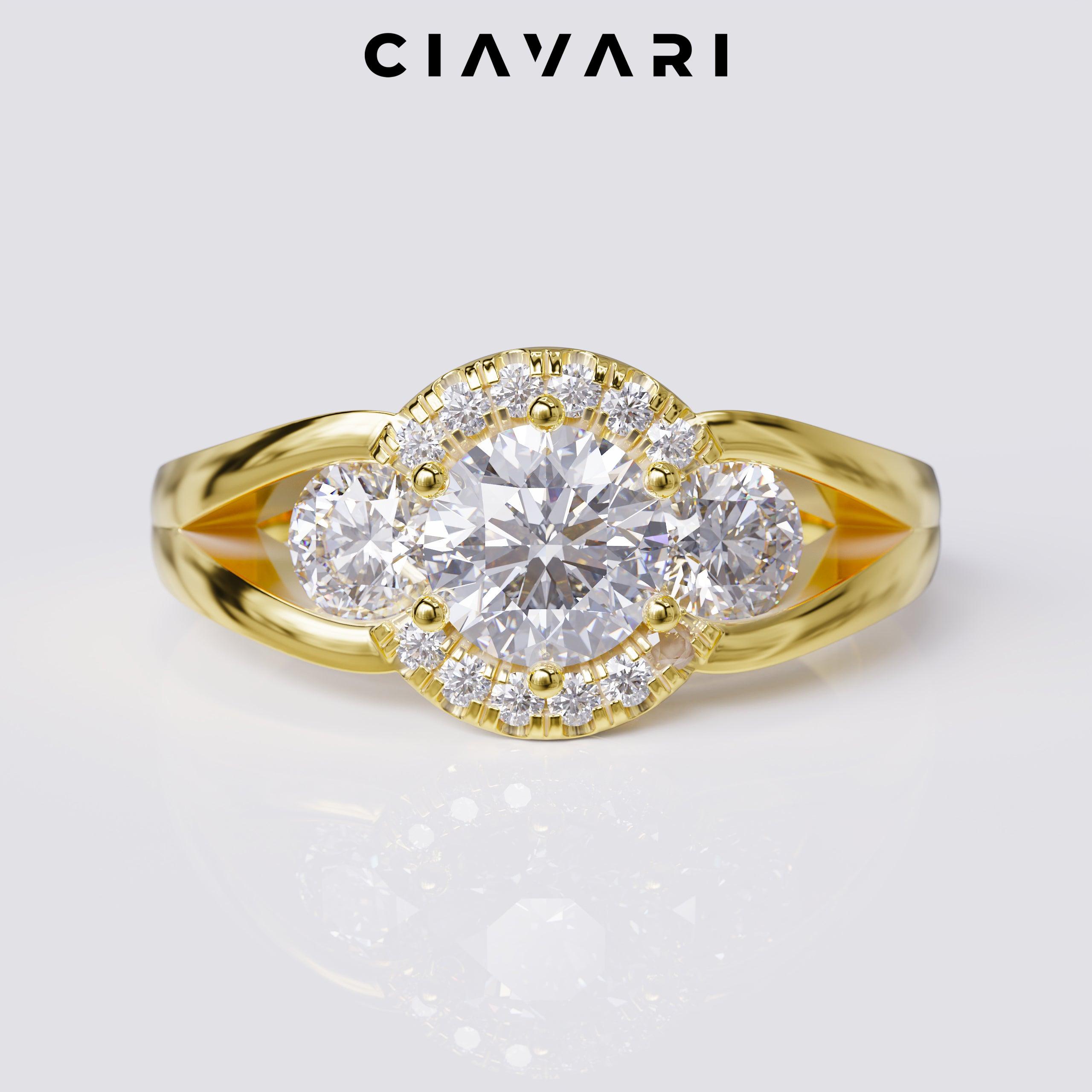 1.20 Carat Round Cut Engagement Ring with Halo